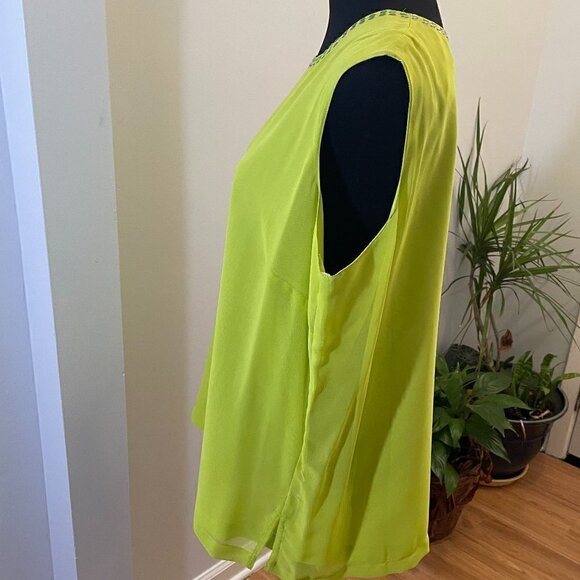 Liz & Me Chartreuse Lined Sleeveless Top, Size 1X - Picture 4 of 7